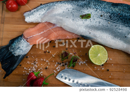 Fresh raw salmon fish 92528498