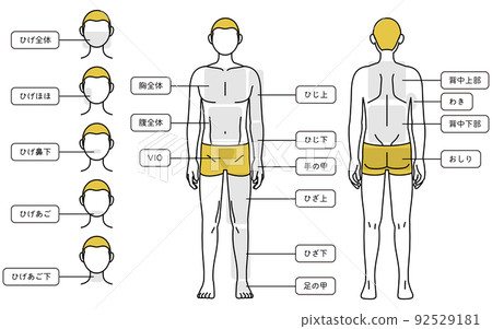 Men's hair removal, whole body (front and back) and facial part guidance, wearing underwear 92529181