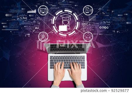 Distance learning theme with person using laptop 92529877