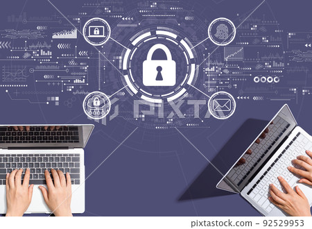 Internet network security concept with people working together 92529953