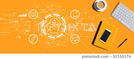Online education concept with computer keyboard and office items Online education concept with computer keyboard and office items 92530174