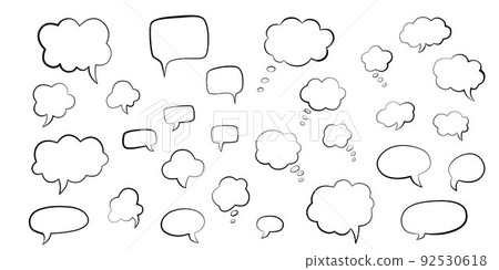 Speech bubble hand draw doodle set. Vector stock illustration isolated on white background for comic graphic book. EPS10 92530618