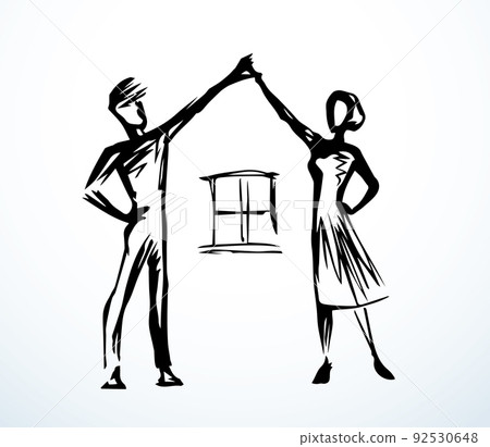 House in the form of a family. Vector drawing 92530648