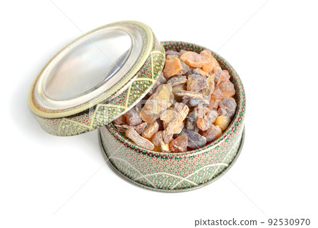 Frankincense, also known as olibanum, is an aromatic resin. Isolated on white background 92530970