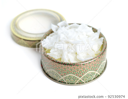 Pyramidal salt crystals. Cyprus salt. Isolated on white background Pyramidal salt crystals. Cyprus salt. Isolated on white background 92530974