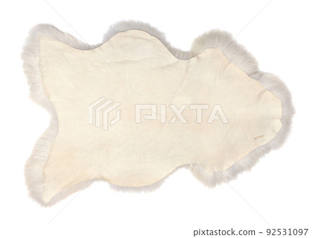 White sheep skin back side isolated on white background 92531097