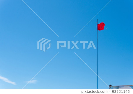 Flag red background wave fabric sky streamer riband satin seamless, from animation rippled in textile for veil abstract, silken canvas. Cotton brocade fiber, Flag red background wave fabric sky streamer riband satin seamless, from animation rippled in textile for veil abstract, silken canvas. Cotton brocade fiber, 92531145