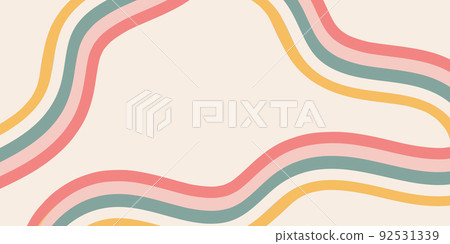 Abstract vector hand drawn background with copy space and pastel colored stripes. Trendy panoramic template for design banner, advertisements, presentations, discounts, sale, social media Abstract vector hand drawn background with copy space and pastel colored stripes. Trendy panoramic template for design banner, advertisements, presentations, discounts, sale, social media 92531339