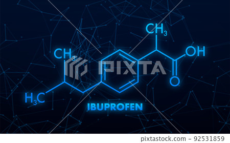 Ibuprofen formula. Concept of medicine and pharmacy. Vector illustration 92531859