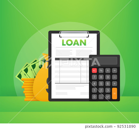 Loan agreement borrow money. Bank loan, credit agreement. Bank credit. Vector illustration. Loan agreement borrow money. Bank loan, credit agreement. Bank credit. Vector illustration. 92531890