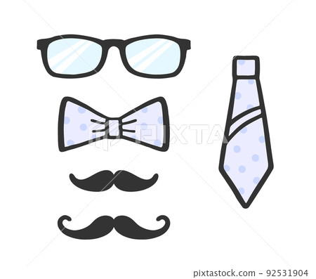 Photo props set. Glasses, moustache, bow and tie for selfie. Collection of male photo accessories. Photobooth set. Vector Photo props set. Glasses, moustache, bow and tie for selfie. Collection of male photo accessories. Photobooth set. Vector 92531904