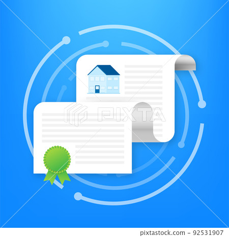 Real Estate license, mortgage, loan concept. Brokerage and intermediary services. Vector stock illustration. Real Estate license, mortgage, loan concept. Brokerage and intermediary services. Vector stock illustration. 92531907