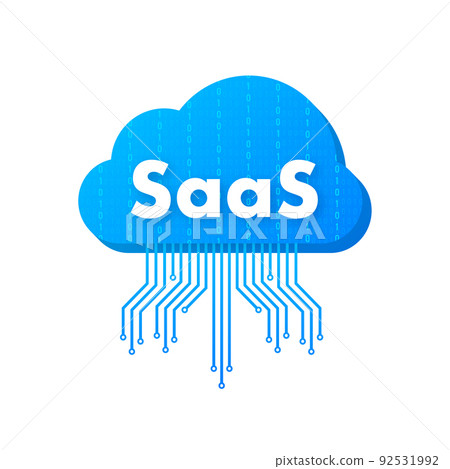 SaaS - Software as a service. Cloud sevice, synchronize. Vector illustration. SaaS - Software as a service. Cloud sevice, synchronize. Vector illustration. 92531992