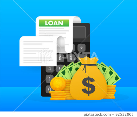 Loan agreement borrow money. Bank loan, credit agreement. Bank credit. Vector illustration. Loan agreement borrow money. Bank loan, credit agreement. Bank credit. Vector illustration. 92532005