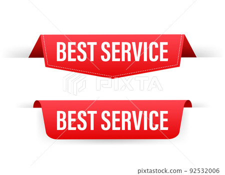 Best service red ribbon. Premium service label. Vector illustration. 92532006