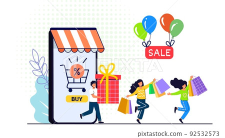 Shopping banner template Mobile application for online shopping 92532573