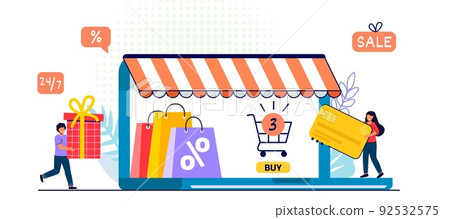Shopping banner template Free shipping Sale and discounts 92532575