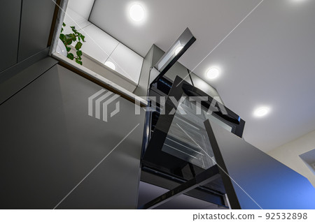 Modern simple trendy dark grey and white kitchen 92532898