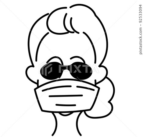 戴墨鏡和麵具的白種老婦 戴墨鏡和麵具的白種老婦 92533094