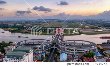 Hoang Van Thu bridge in Hai Phong, Vietnam. 92534244