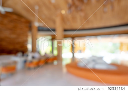 Blurred images in Hotel lobby after less crowded coronavirus 92534384