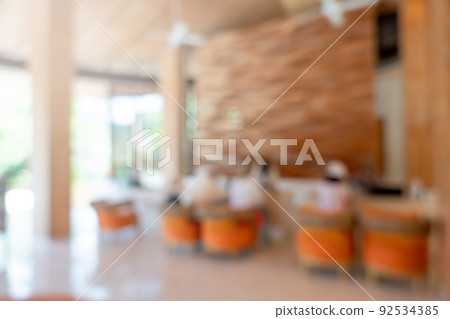 Blurred images in Hotel lobby after less crowded coronavirus 92534385