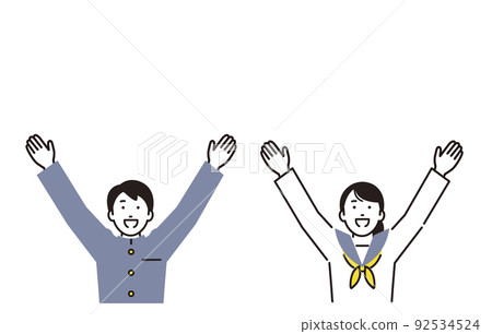 Men and women of junior high school students who are hurray 92534524