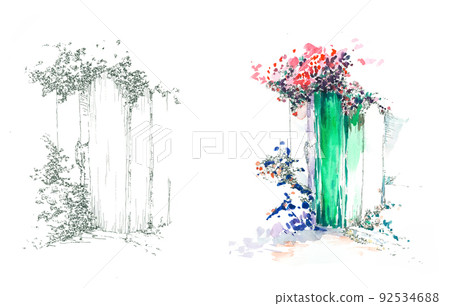 美麗的水彩玫瑰花和牡丹花 美麗的水彩玫瑰花和牡丹花 92534688
