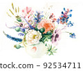 Beautiful watercolor rose and peony flower 92534711