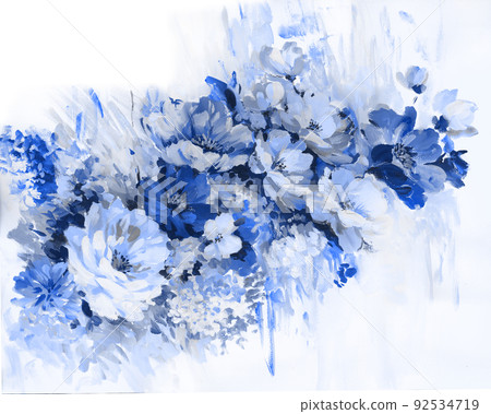 Beautiful watercolor rose and peony flower 92534719