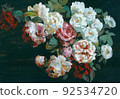 Beautiful watercolor rose and peony flower 92534720