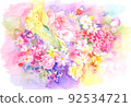 Beautiful watercolor rose and peony flower 92534721