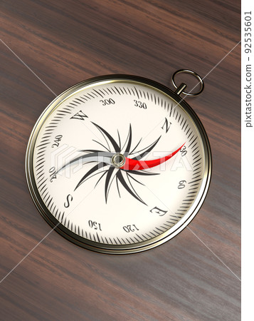 Local crazy compass on the desk 3D illustration vertical Local crazy compass on the desk 3D illustration vertical 92535601