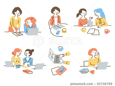 Women working at the desk_set_color 92536789