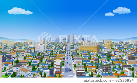 住宅區CG簡約天空住宅城鎮景觀城市背景 住宅區CG簡約天空住宅城鎮景觀城市背景 92536954