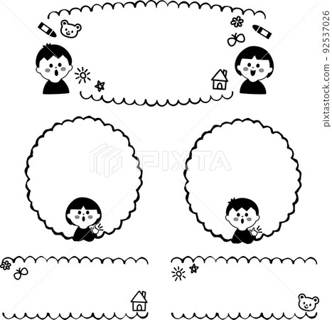 兒童插圖框架集單色 兒童插圖框架集單色 92537026