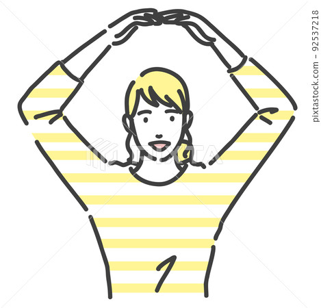 A smiling woman making a big circle with her arms A smiling woman making a big circle with her arms 92537218