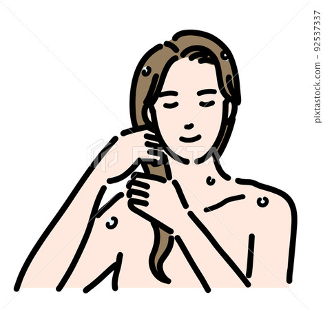 治療頭髮的年輕女子 治療頭髮的年輕女子 92537337