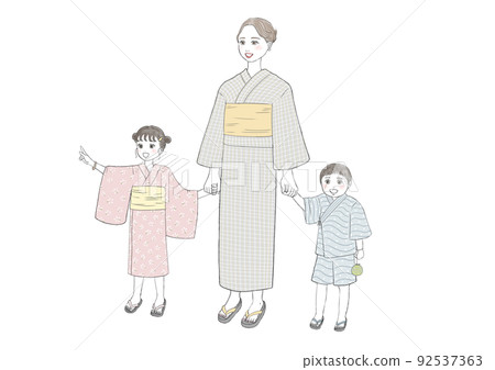 父母和孩子看煙花的插圖 父母和孩子看煙花的插圖 92537363