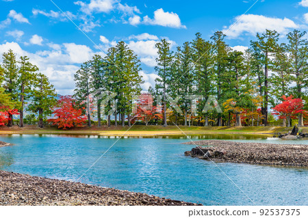 Motsuji Temple in autumn colors, Hiraizumi Town, Iwate Prefecture-Oizumi ga Pond- 92537375
