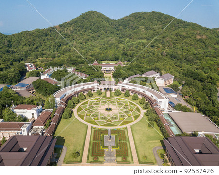 Aerial view of Mae Fah Luang university the most beautiful public university in Thailand located in Chiang Rai province. 92537426