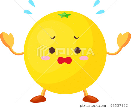 Illustration of a cute grapefruit character in a hurry 92537532