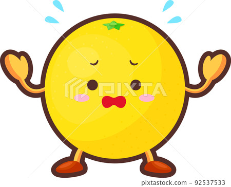 Illustration of a cute grapefruit character in a hurry Illustration of a cute grapefruit character in a hurry 92537533