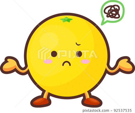Illustration of a dissatisfied cute grapefruit character Illustration of a dissatisfied cute grapefruit character 92537535