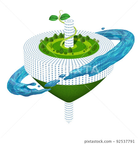 There are variations of simplified images of buildings and cities and symbol illustrations of greenery and nature. There are variations of simplified images of buildings and cities and symbol illustrations of greenery and nature. 92537791