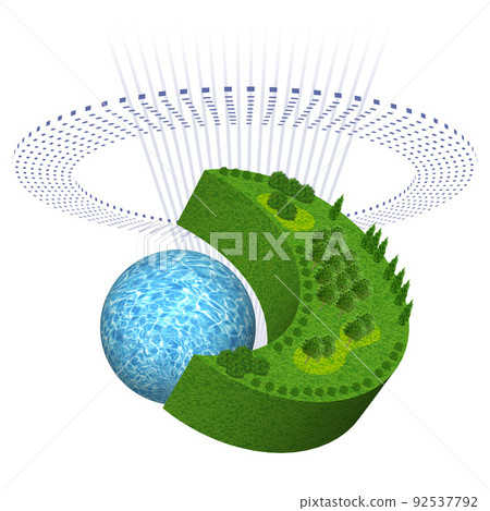 There are variations of simplified images of buildings and cities and symbol illustrations of greenery and nature. 92537792