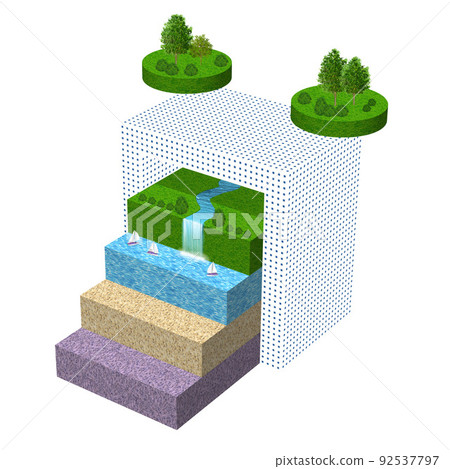 There are variations of simplified images of buildings and cities and symbol illustrations of greenery and nature. There are variations of simplified images of buildings and cities and symbol illustrations of greenery and nature. 92537797