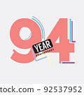 94th Years Anniversary Logo Birthday Celebration Abstract Design Vector Illustration. 92537952