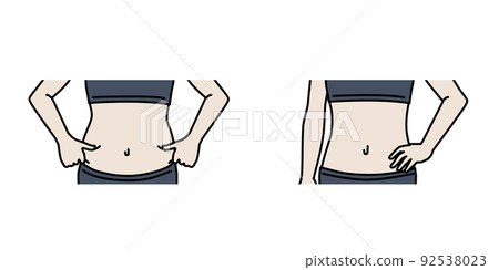 Women's waist body parts constriction slim belly fat luxury meat illustration 92538023