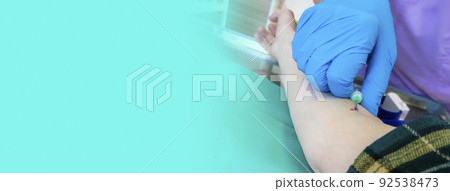 Close up blood test from vein banner with copy space Close up blood test from vein banner with copy space 92538473